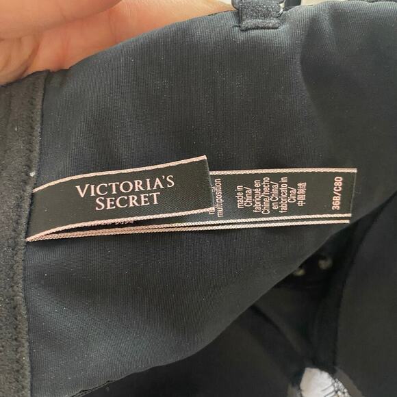 Victoria's Secret Very Sexy Multi-Way Bra Size 36B Lace Thick Strap Black Goth - Picture 3 of 3